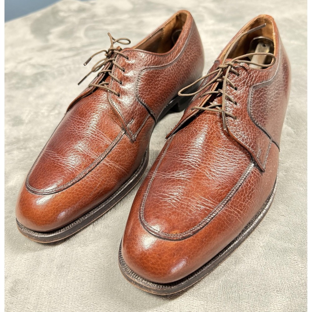Vintage Florsheim Comfort Cushion Shoes Mens Size 10 C Brown Leather Derby Dress
